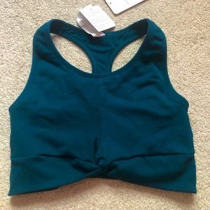 Fabletics Tie Front Teal Sports Bra Size M